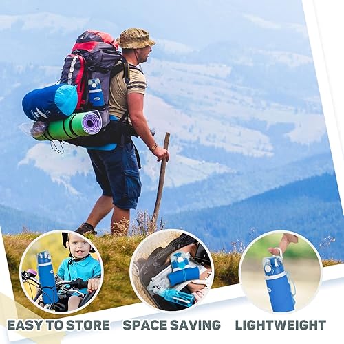 Miniatura 3 de Kemier - Botellas de agua plegables de silicona de 750 ml, grado médico, sin BPA, botella de agua para viajes, se pueden enrollar, 26 onzas, a