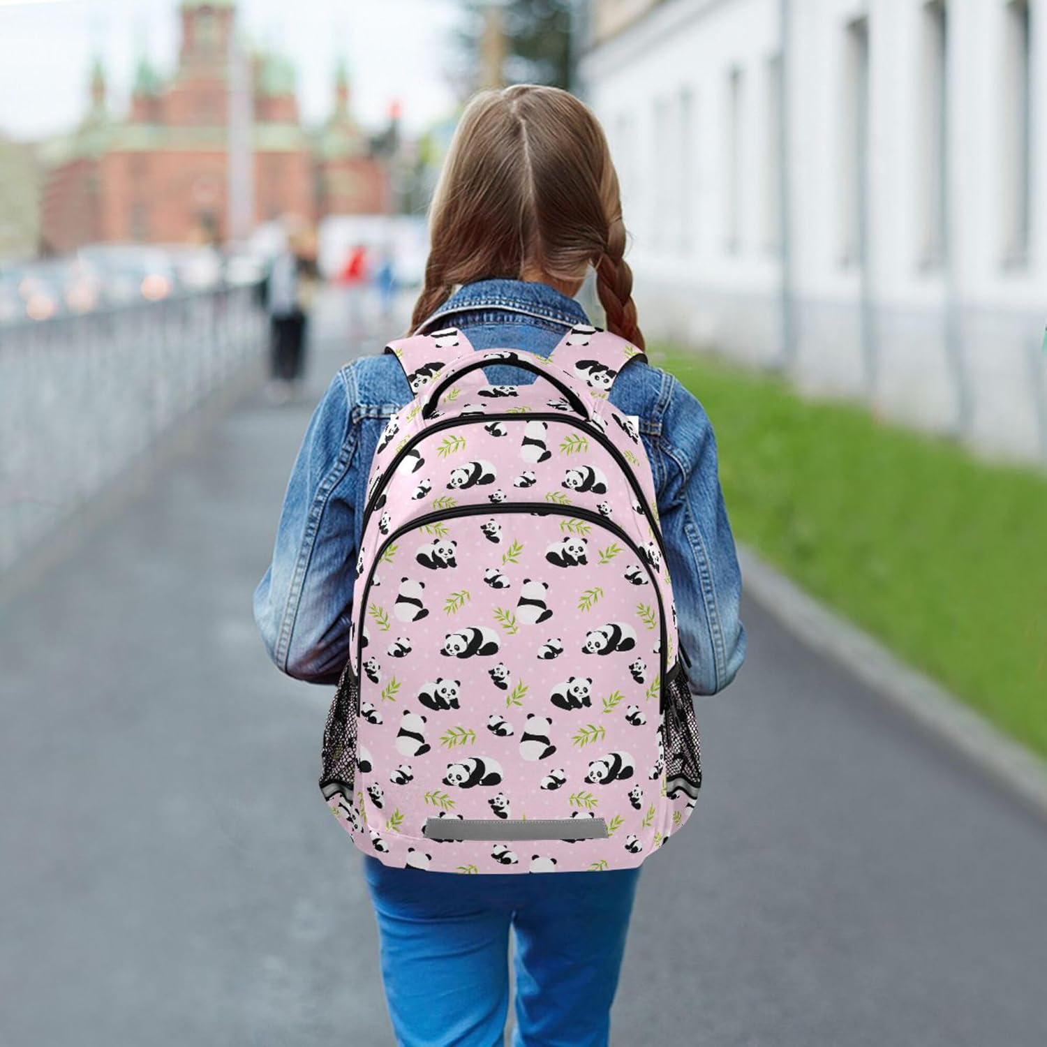 MNSRUU School Backpack with Chest Strap, Animal Cute Panda Bear Laptop Backpack, Travel Hiking Backpack for Boys Girls, Rucksack, Knapsack One Size