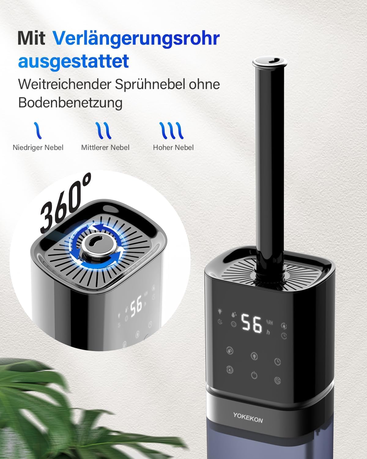 YOKEKON Luftbefeuchter 8L Ultraschall Kalt Nebel Top Füllen für große Räume