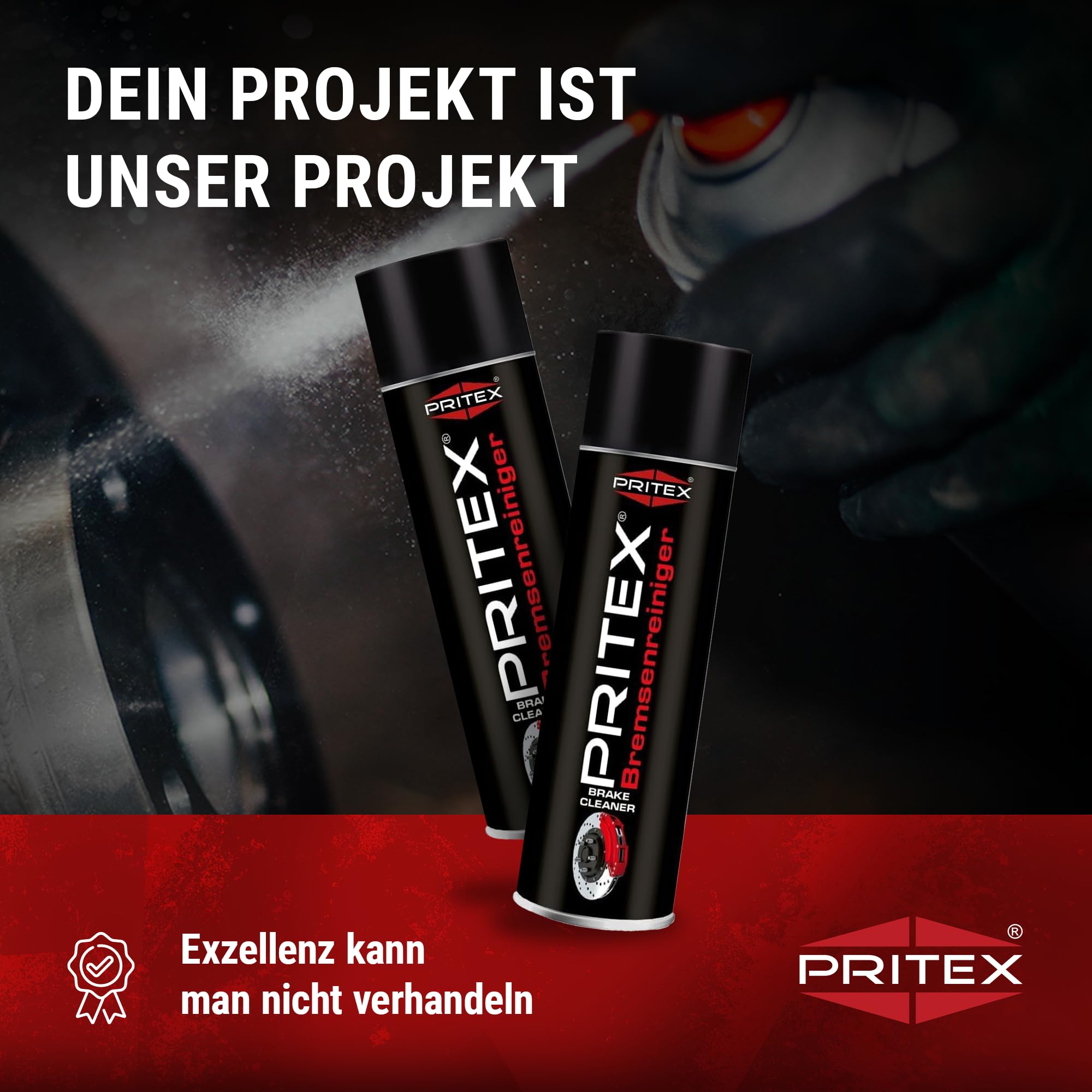 PRITEX – Bremsenreiniger Spray 48 x 500 ml – Auto Teilereiniger zur Entfettung von Bremsen, Kupplungen, Motor- & Maschinenteilen – rückstandsfrei & umweltneutral