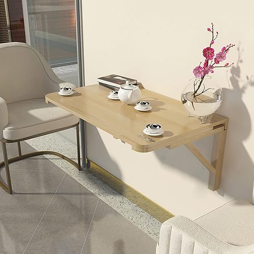 Miniatura 1 de Mesa plegable resistente para espacios pequeños mesa plegable de madera maciza para colgar en la pared puede soportar mesa de trabajo plegable de