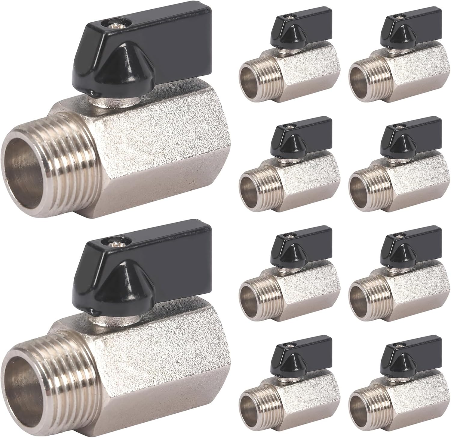10 Pack 1/2'' Mini Brass Ball Valve 1/2 Inch Female x Male Threaded NPT Ball Valve Shut-Off Valve Plumbing Fitting for Water Oil Gas