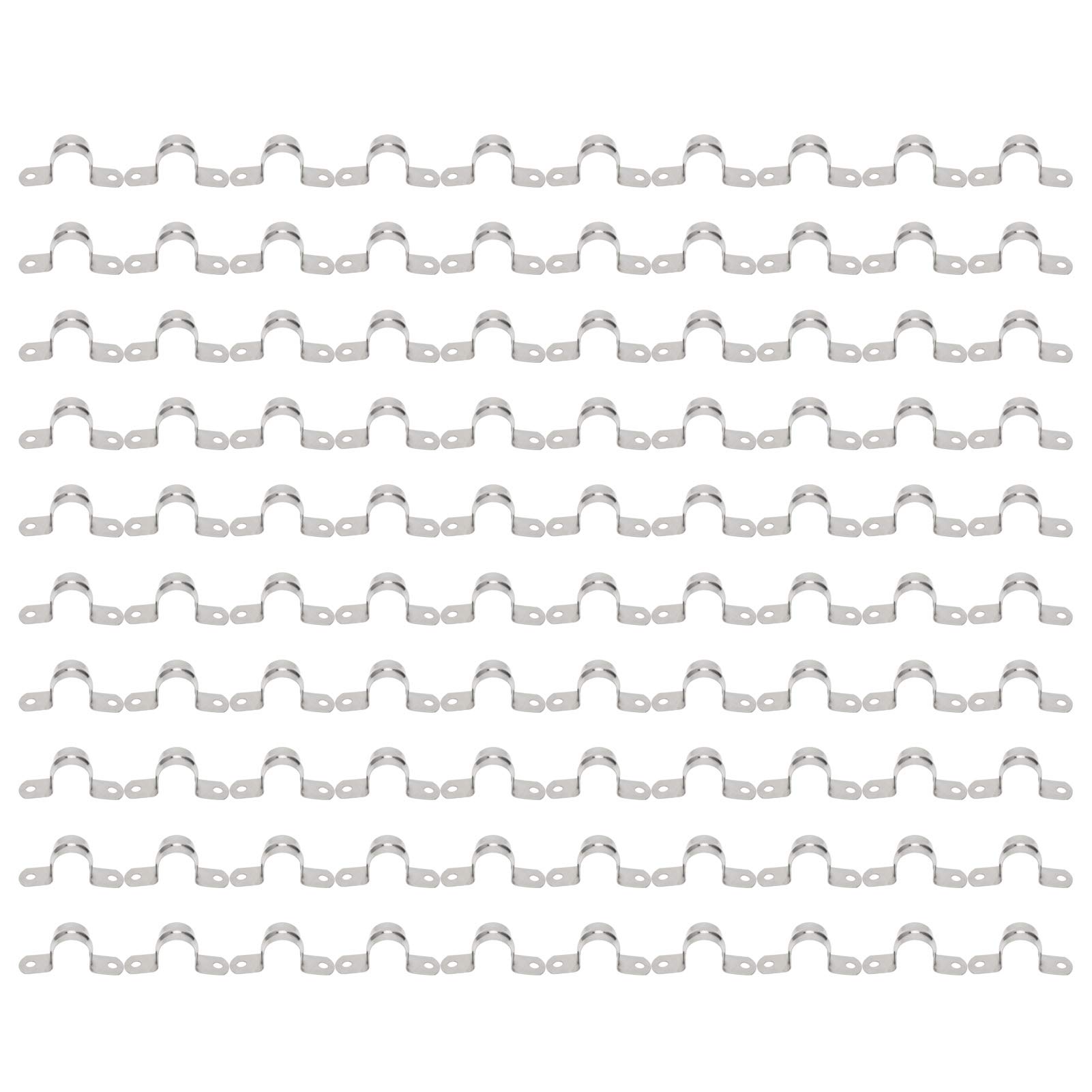 ANKROYU 100PCS Pipe Strap U Strap Clamps, 304 Stainless Steel U Strap Clips, U Shaped Saddle Clamp, Conduit Clamp for Chemical Industry Vehicles