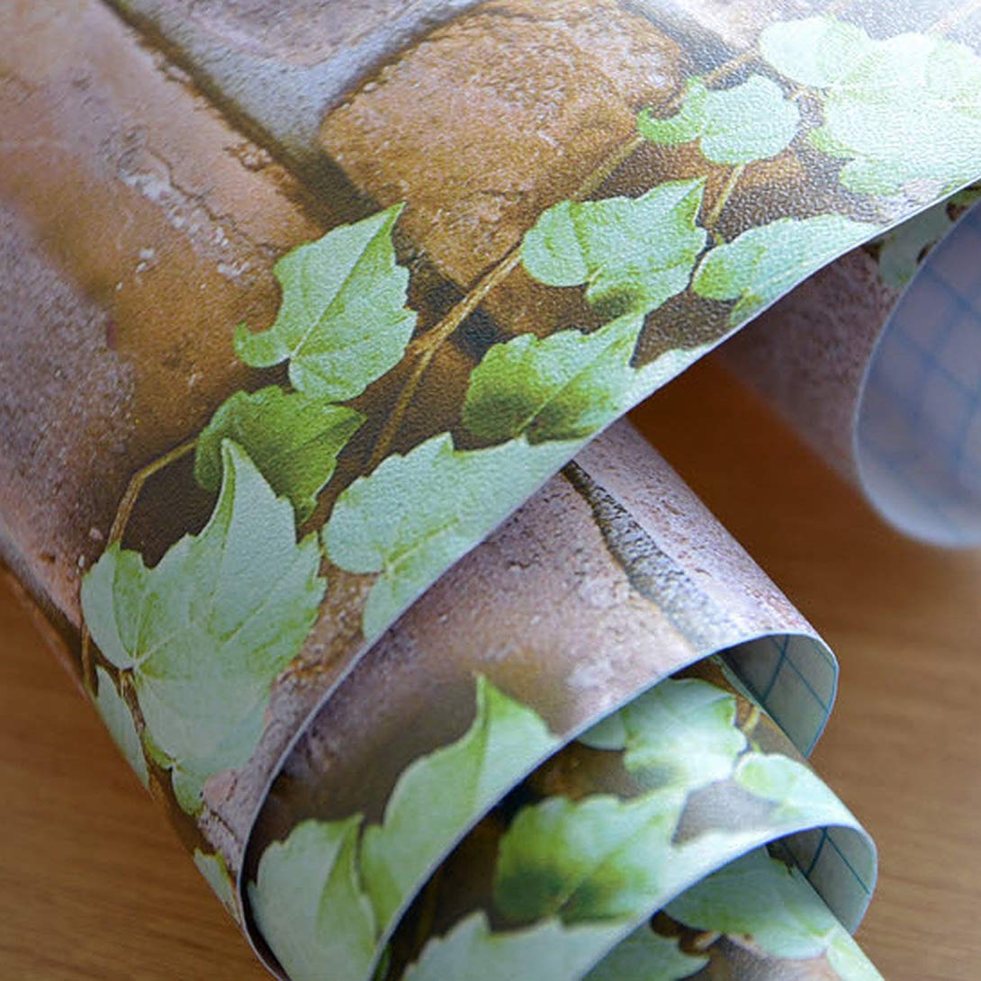 Wolpin Wall Stickers DIY Wallpaper Decal (45 x 500 cm) 3D Brick Ivy