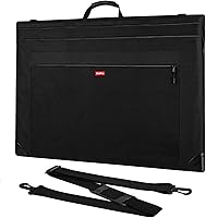 Vista 1 de Nicpro Bolsa de Portafolio de Arte Ligera, 23x31, Estuche de Lona de Arte Negro con Correa de Hombro Desmontable, Esquinas de Cuero, Estuche