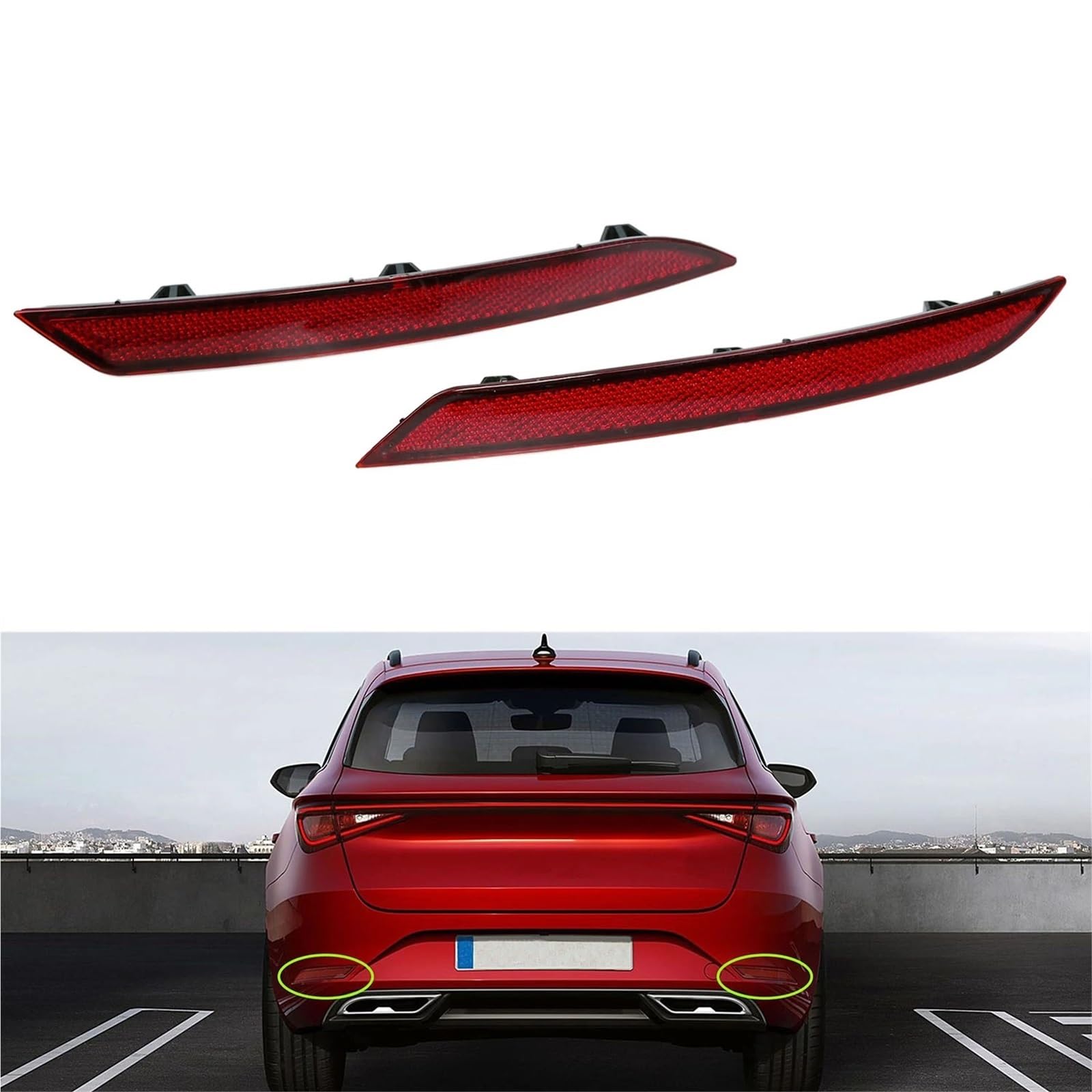 Reflector Trasero Compatible Con Seat Para Leon 2021-2024 Reflector Parachoques Trasero Coche Lámpara Freno Kit Luz Advertencia Señal Giro Accesorios 5FA945105C