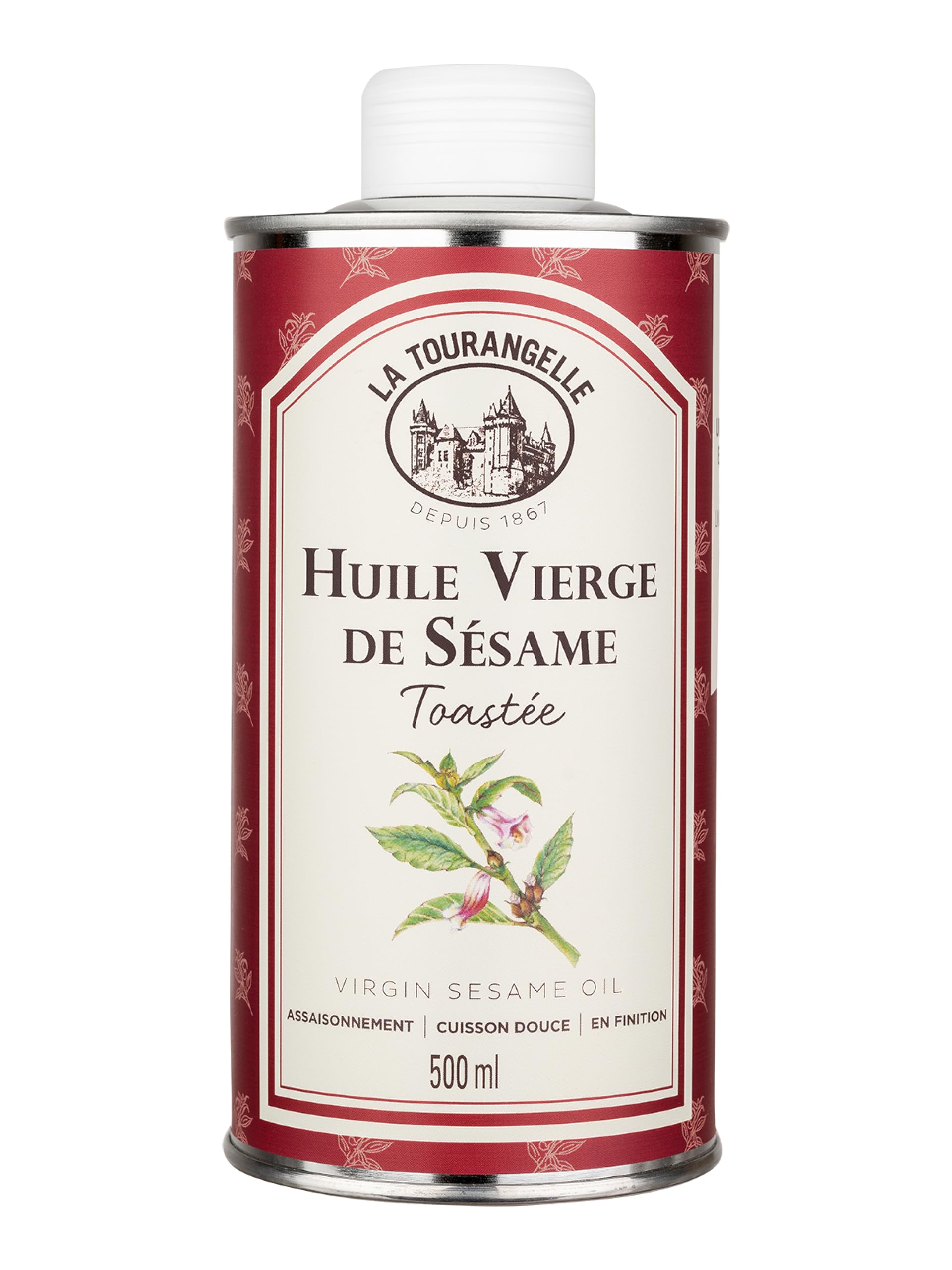 La Tourangelle, Huile Vierge de Sésame - Saveur gourmande de sésame toasté - Idéale pour les salades, tartares, woks, poissons et marinades - 500ml - 1