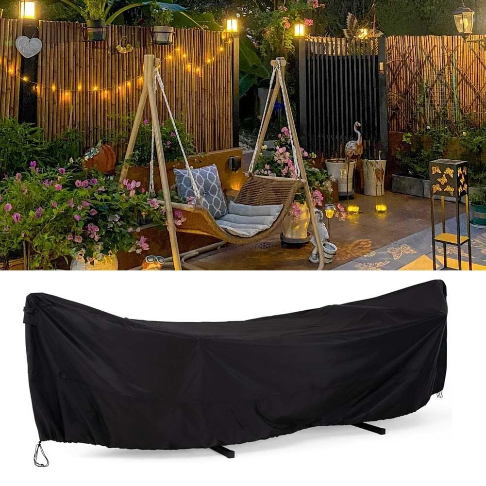 Housse de chaise suspendue d'extérieur en tissu Oxford 210D imperméable et coupe-vent pour balancelle de jardin et support Noir