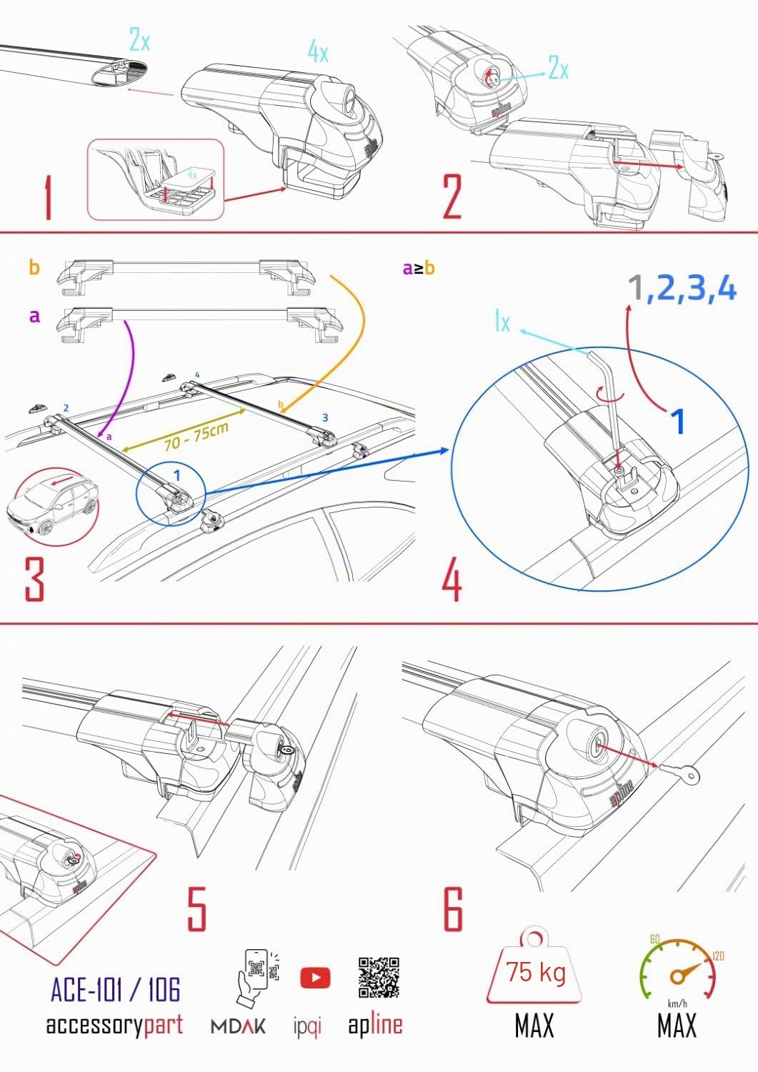 Kompatibel mit Dacia Bigster 2025-2026 ACE-1 Relingträger Dachträger Auto Gepäckträger Schwarz Aluminium 2 Stangen