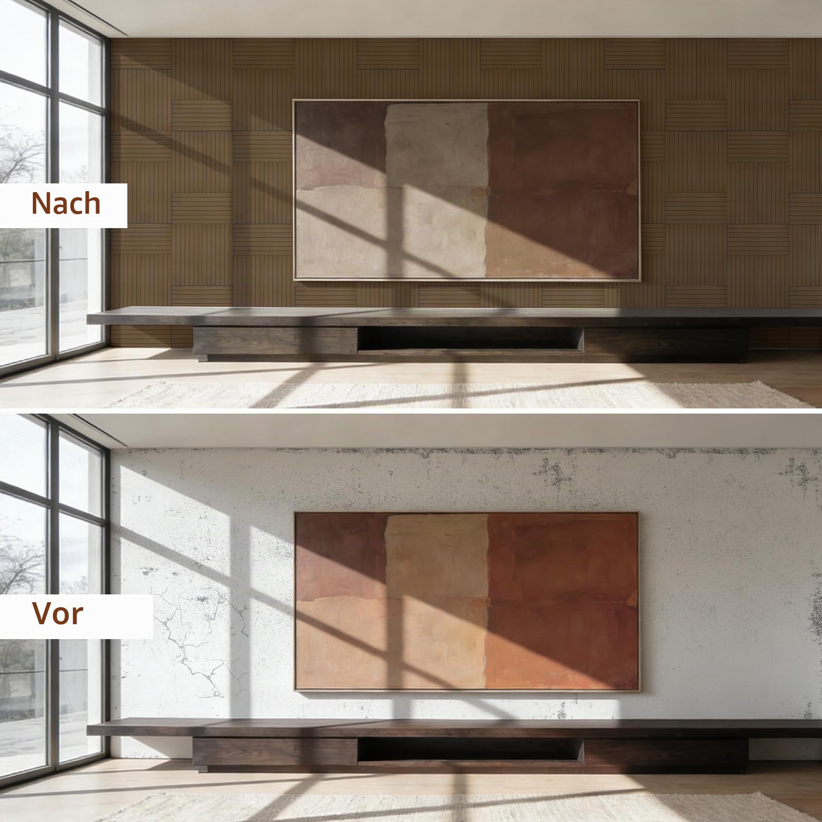 WADILE Holzlatten Wandpaneele 30x60 cm PVC Selbstklebend 20 Stück