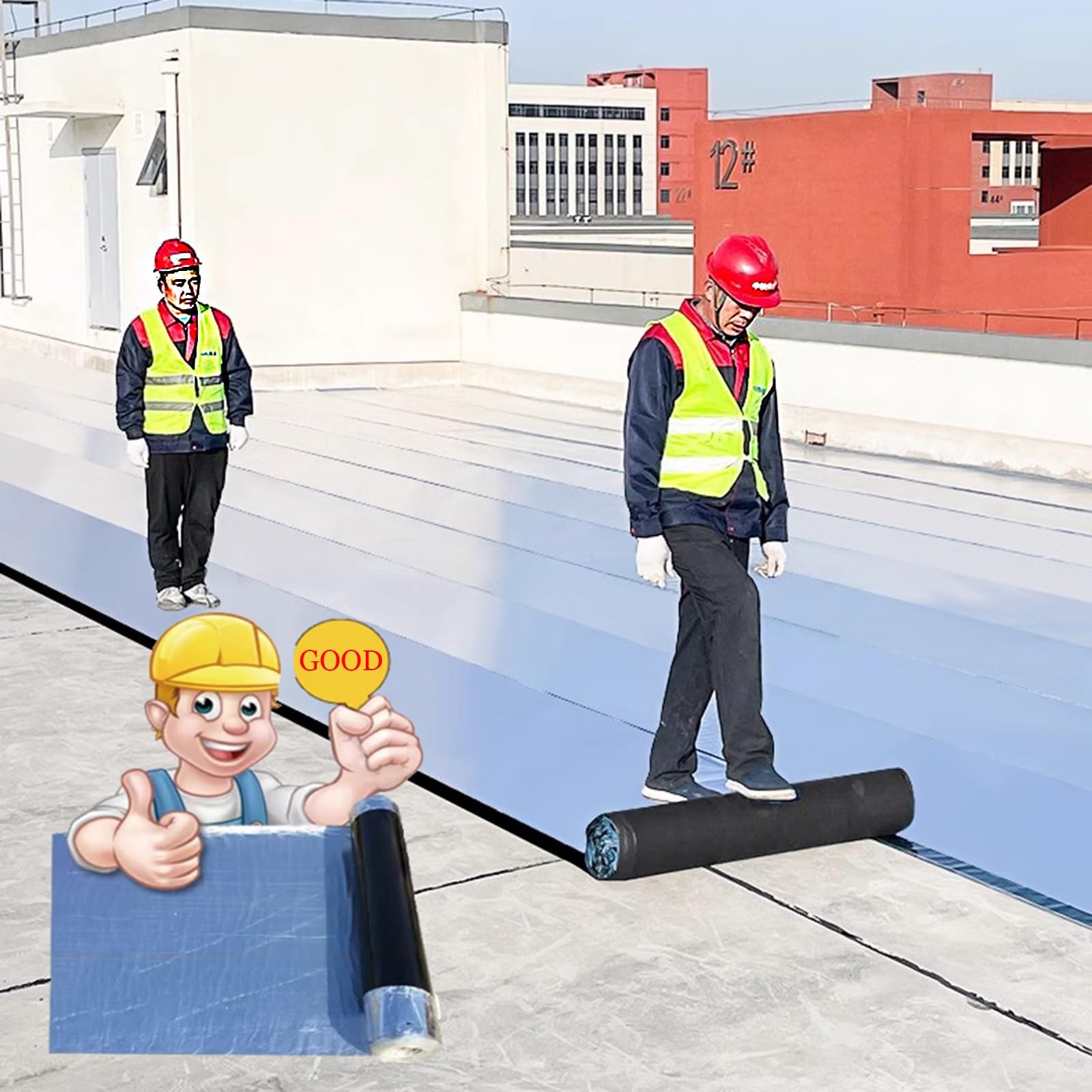 Tela Asfaltica Autoadhesiva，Cinta autoadhesiva de sellado resistente a la intemperie, fieltro autoadhesivo, cinta autoadhesiva de betún for reparación de techos(THK1.2mm/W0.5*L5m)