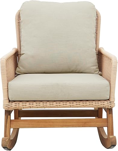 Miniatura 10 de Christopher Knight Home Nadine - Mecedora para patio, mecedora de mimbre, mecedora de patas de madera, silla de mimbre de ratán de polietileno,