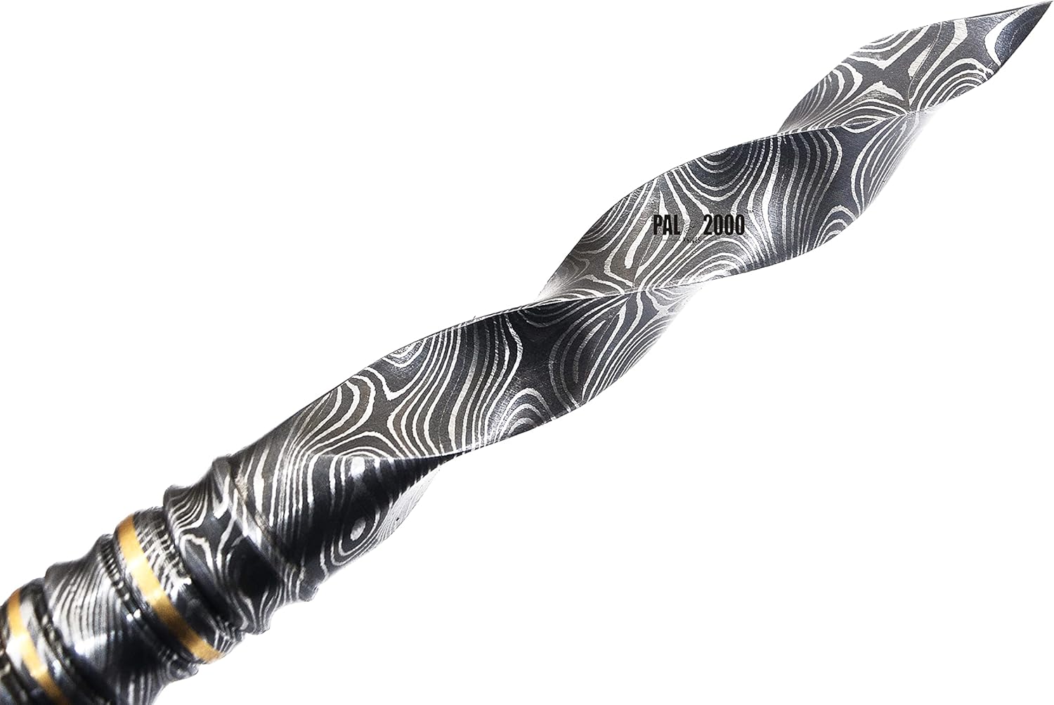 PAL 2000 KNIVES Handmade Damascus Steel 10 Inches Hunting Tri Edge Kris Knife 3026