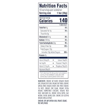 Zbar - Chocolate Brownie - Soft-Baked Energy Snack Bars - Non-GMO - 11g Whole Grains - USDA Organic Granola Bars - Snacks for Kids (18 Pack)