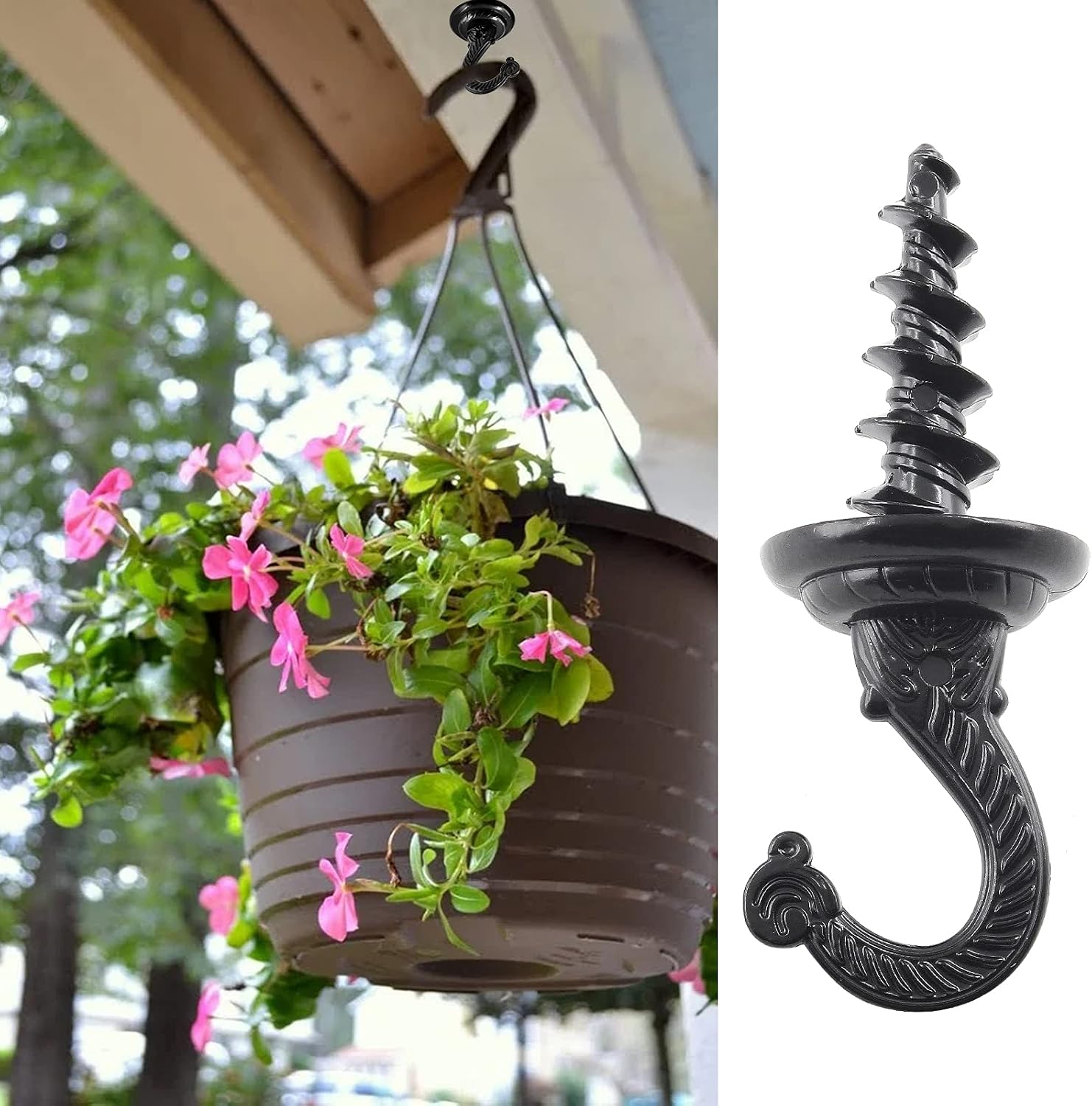 4 Pcs Black Swag Ceiling Hooks Heavy Duty, 3 Inch Swag Hanging Ceiling Hooks Indoor Outdoor for Chandelier Plants Etc (Black) image 5