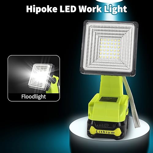 Miniatura 4 de Luz inalámbrica de 1500 lm para batería Ni-Cad Ni-Mh de iones de litio Ryobi ONE+ de 18 V, proyector LED portátil con puerto USB y tipo C, luz de