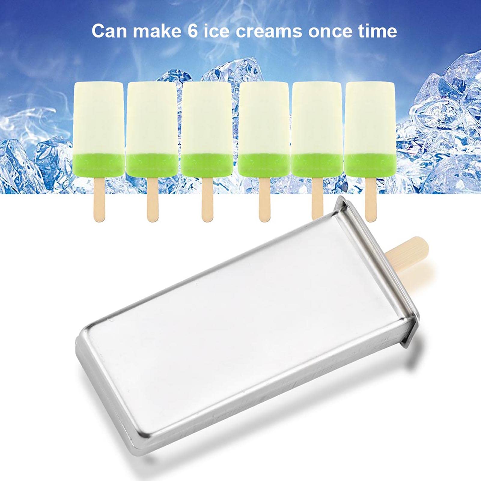 Home Kitchen Edelstahl -Eiscreme mit 6 Slots, Wunderschöner und Langlebiger Nahtloser Schweißkante, DIY Ice Pop Maker -Werkzeug (Flache Köpfe Flachplatte)