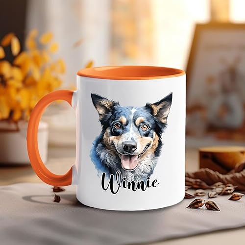 Vista 118 de Taza de café con nombre personalizado de pastor alemán, 11 15 onzas, taza de cerámica blanca de pastor alemán personalizado, regalos para hombres