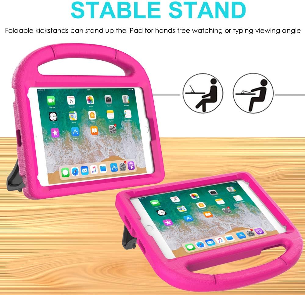 SUPLIK Kids Case for iPad mini 5/4/3/2/1 (7.9"), Durable Shockproof Protective Handle Bumper Stand Cover with 2*Screen Protectors for 7.9 inch Apple iPad mini 5th/4th/3rd/2nd/1st Generation, Pink - Image 3