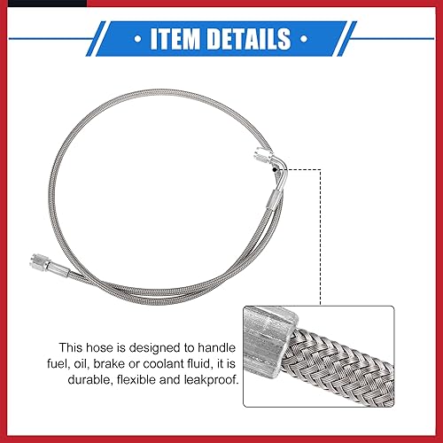 Miniatura 152 de AN3 - Línea de alimentación de aceite turbo de acero trenzado de 90 grados a extremo de manguera recto, turbocompresor remoto de 34 pulgadas, línea