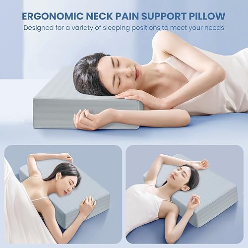 Miniatura 4 de Lopsch Almohada de cubo de enfriamiento para aliviar el dolor de cuello, almohada de cama para soporte de cuello y hombros, almohada ergonómica de