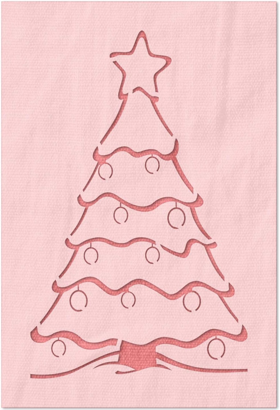 Stencil Stop Animated Christmas Tree Stencil - Reusable for DIY Projects, Painting, Drawing, Crafts - 14 Mil Mylar Plastic (5.63 x 9 inches)
