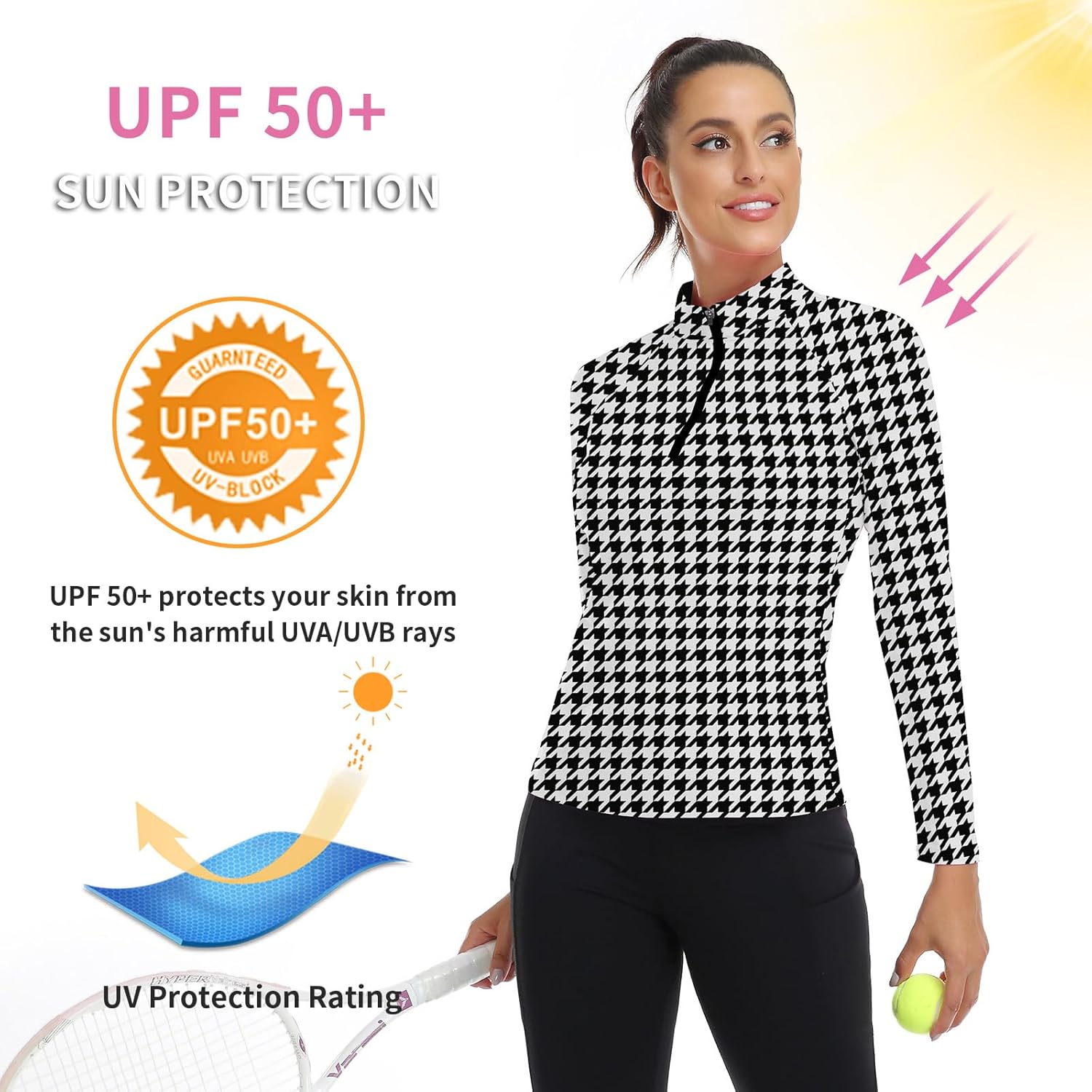 Soneven Women's Quarter Zip Polo Collared Golf Shirt Moisture Wicking Shirts Slim Fit for Casual Work - Image 3