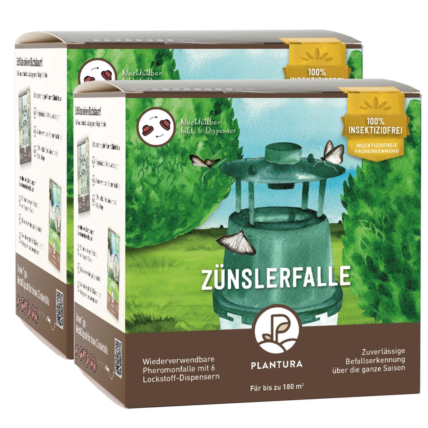 Plantura Zünslerfalle, insektizidfreie Pheromonfalle für Buchsbaumzünsler, 2 Stück