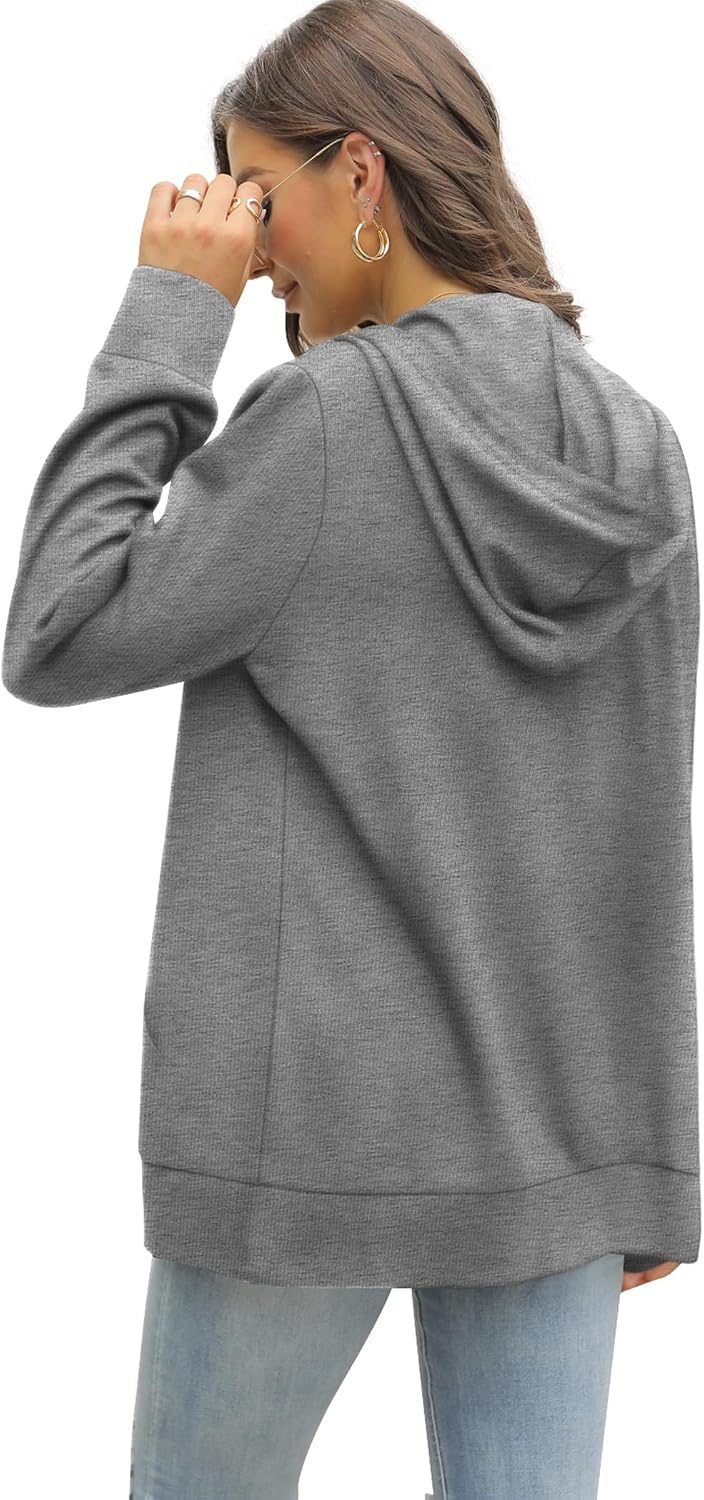 Saloogoe Lightweight Zip Up Hoodies for Women Hooded Sweatshirts Long Sleeve Thin Jacket with Zipper image 4