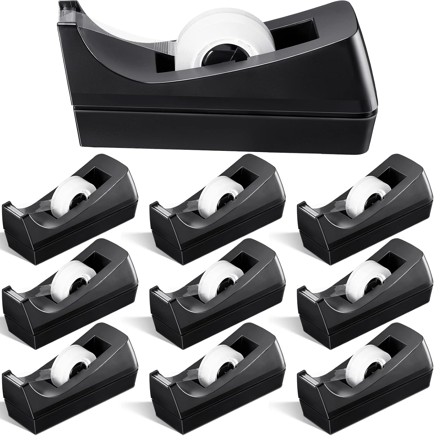10 Pack Desktop Tape Dispenser Tape Roll Non Skid Base Tape Dispensers for Office Home School (Tape Not Included) 10 Pack Desktop Tape Dispenser Tape Roll Non Skid Base Tape Dispensers for Office Home School (Tape Not Included)