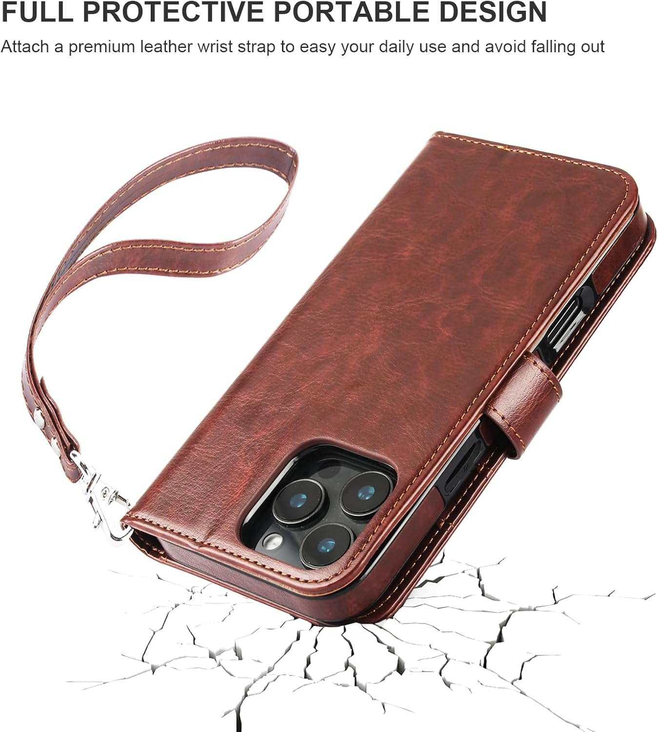 Bocasal for iPhone 16 Pro Max Wallet Case Compatible with MagSafe Wireless Charging, RFID Blocking Magnetic Leather Case with Card Slots Holder Kickstand Detachable Wrist Strap 6.9 Inch (Brown) - Image 8