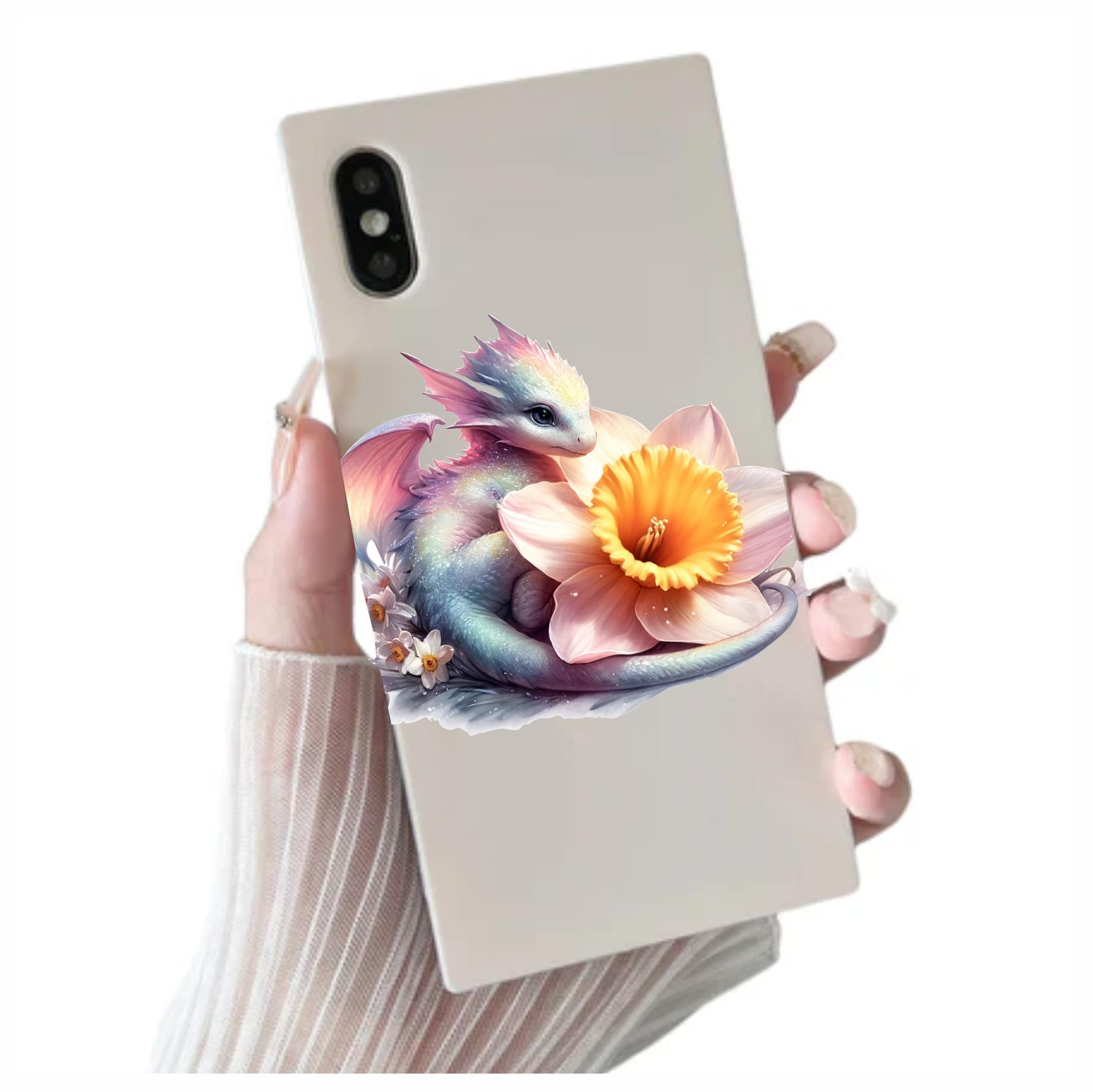 x4 Pink Baby Dragon Vinyl Stickers Cover Marks Non Transparent Waterproof Decals 1@ 20cm Tall Ideal for Toilets or car. 3@ 7cm Tall Ideal for Phone case Cups & Wine Glass (Baby Pink) - Image 3