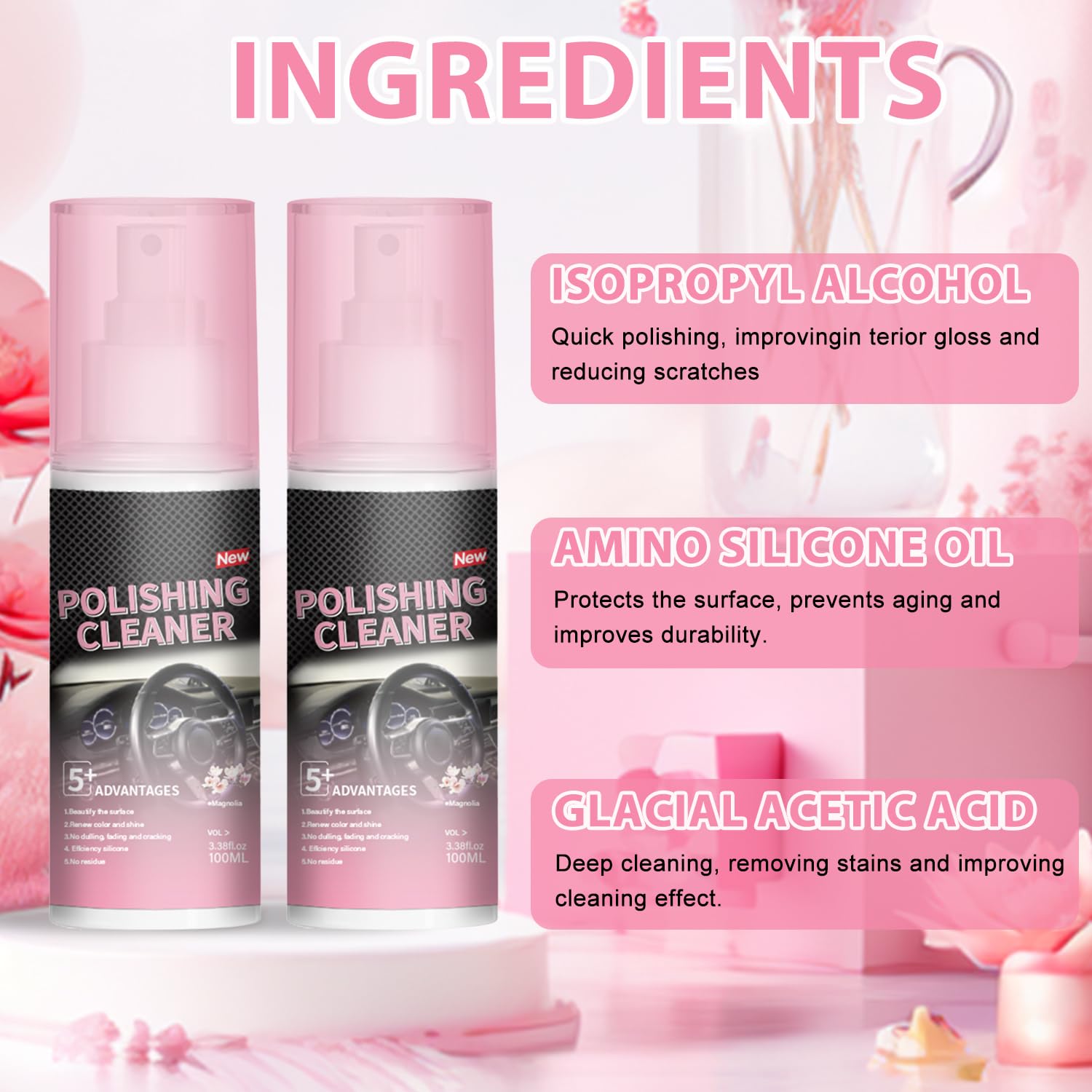 WANGXYZ Polishing Cleaner for Car Interior Detailing,Car Interior Cleaner,Vehicle Interior Polish for Rubber, Leather