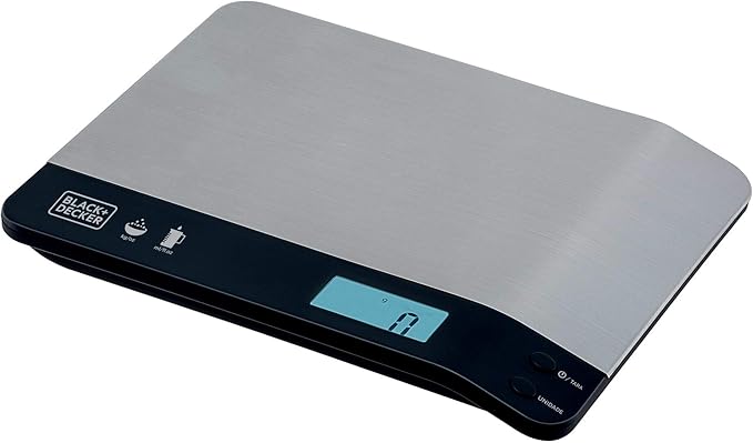 Black Decker Balança de Cozinha Compacta e Portátil com Acabamento Inox, Modelo BC500, Capacidade de até 5kg