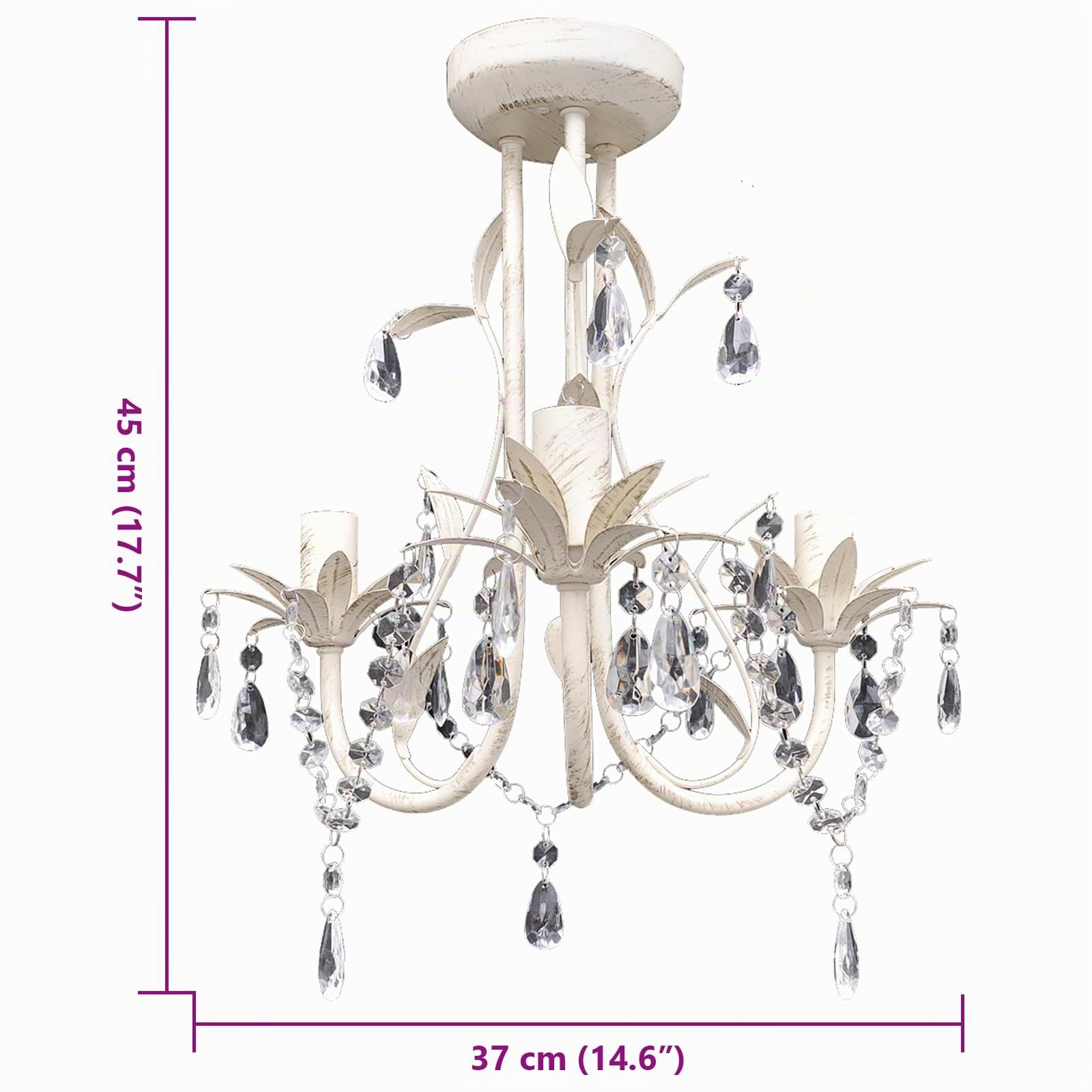 vidaXL Lámpara de Techo Colgante Araña de Cristal Elegante Blanco Iluminación