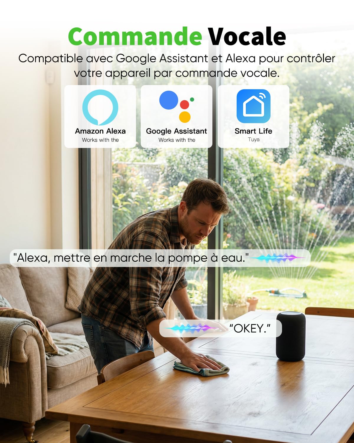 GreenSun Presa collegata Alexa per esterni, 16 A, tipo F, presa WiFi programmabile Smart Life APP, controllo vocale compatibile con Alexa e Google Home, contatore di energia, timer 16 A, 3840 W, IP44