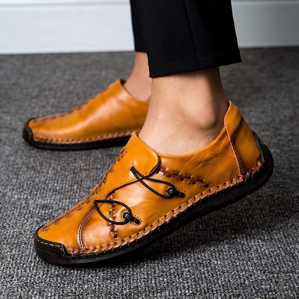 Verano Zapatillas sin Cordones Hombre Cuero Zapatos Caballero Casuales Oficina Ligeras Mocasines Ponerse Barco Vestido Formal