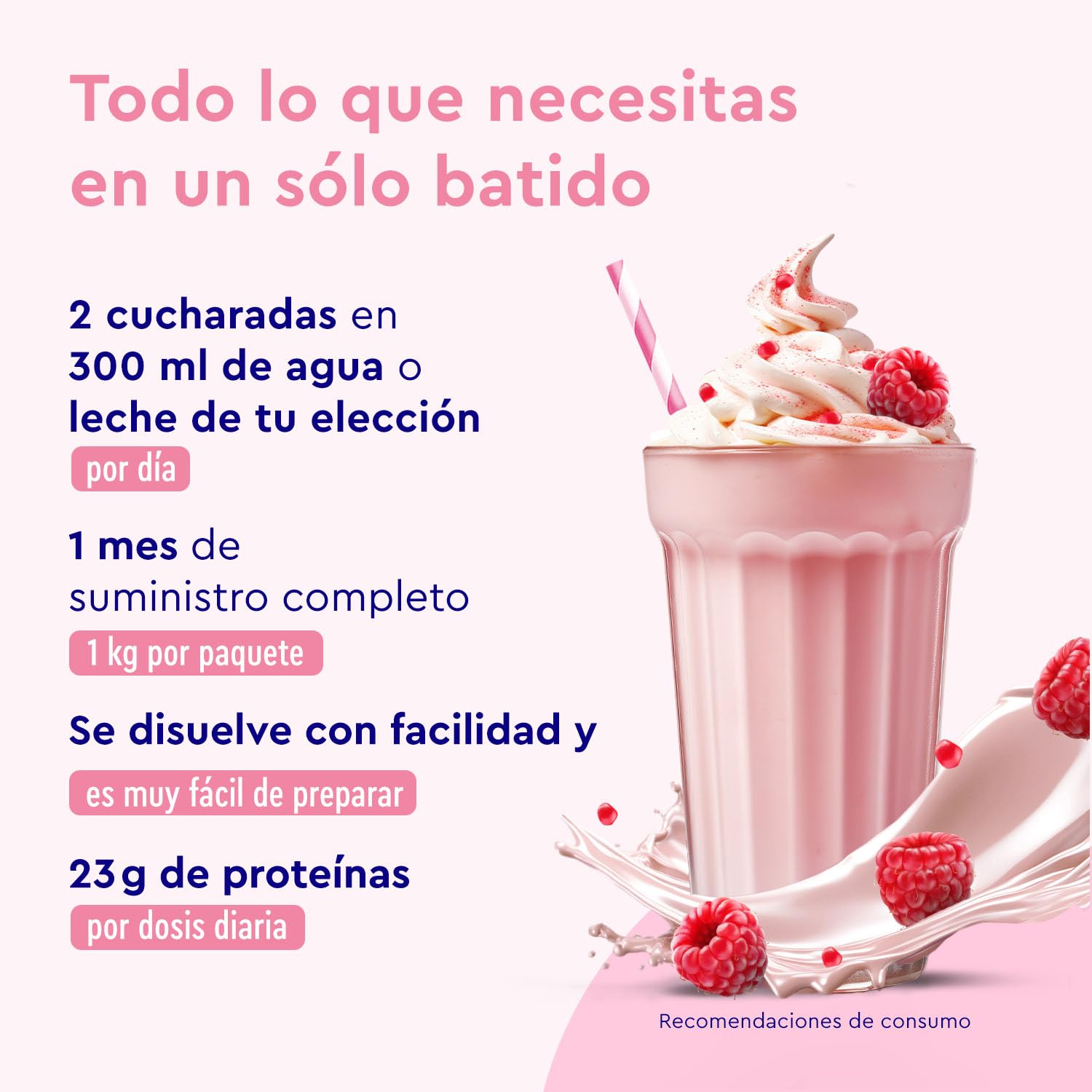 Proteína Vegana - Sabor FRAMBUESA - 1kg Proteína en polvo sin azúcar - 23g de proteinas para aumentar o mantener la masa muscular - Aislado de proteina de guisante - Sin soja, gluten ni lactosa