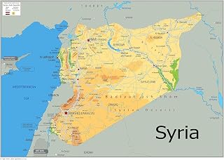 Syria Physical Map - 23.3 x 16.5 Inches - Paper Laminated