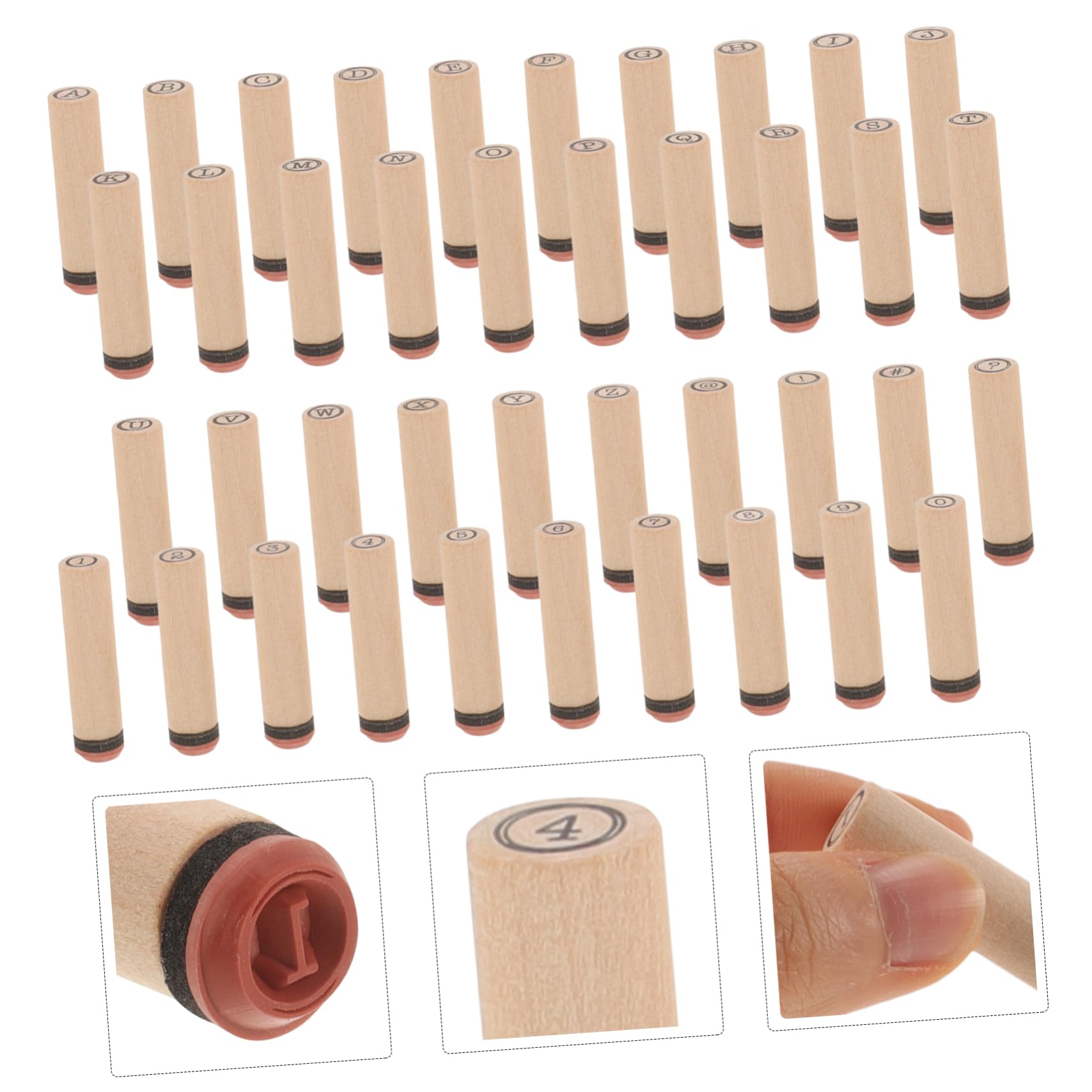 DOITOOL 5 Set Sigillo alfabeto in legno diario francobolli numerati d'epoca di grandi dimensioni dell'alfabeto primo timbri numerici e alfabetici alfabeto timbro di legno