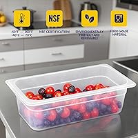 Vista 24 de 6 Pack 1/6 Size 4'' Deep Plastic Food Pans with Lids, Translucent, Commercial, BPA-free, Stackable Storage for Restaurants, Buffets