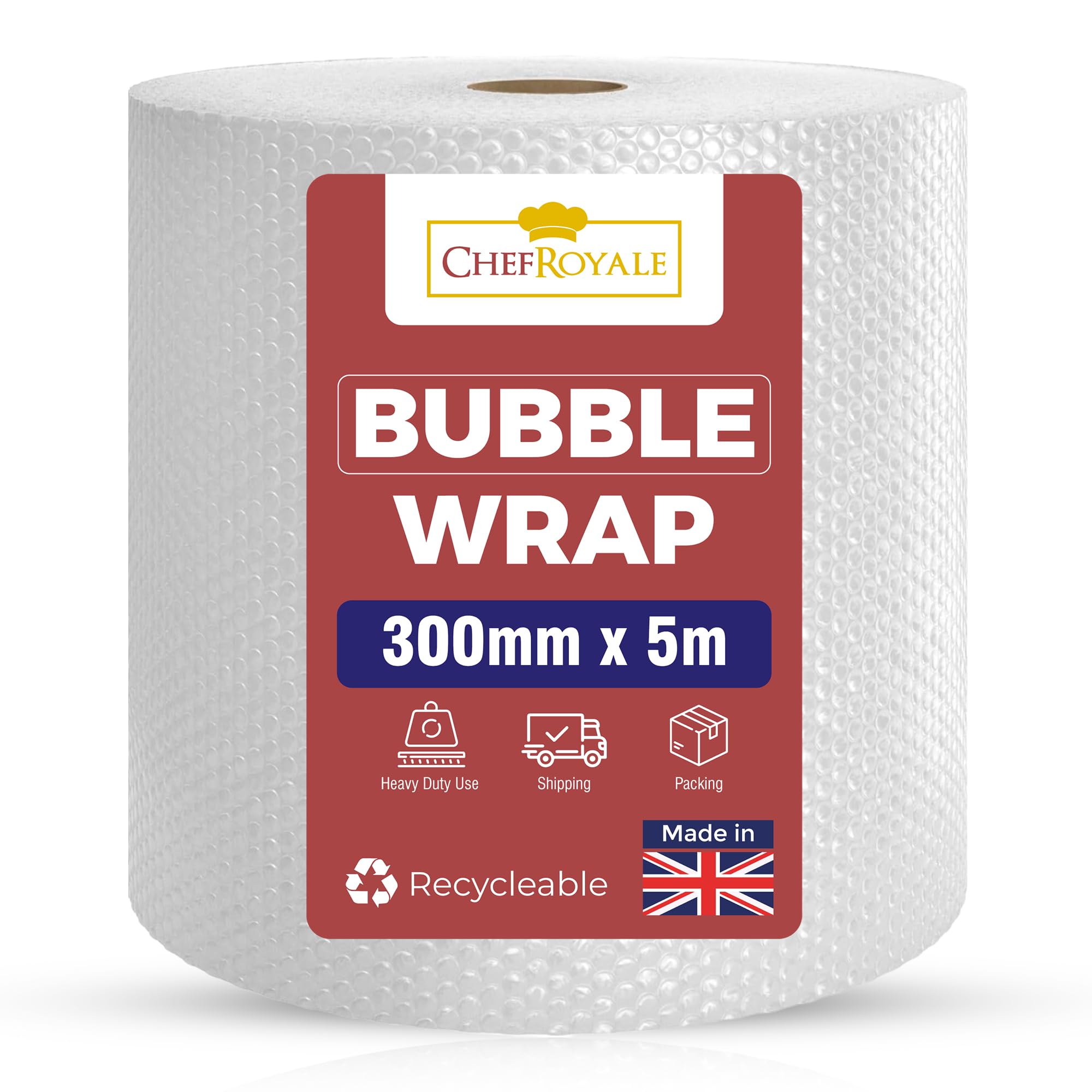 Chef Royale Clear Cheff Royale Bubble Wrap 300Mm X 5M 1 Roll Of Premium Quality Small Air Bubbles Packaging Box For Shipping And Moving, Home Strong Affordable Bubble Wrap (Single Rolls)
