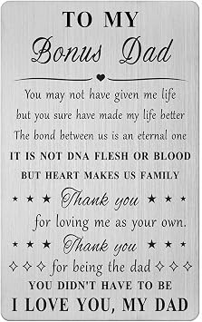 Stepdad Birthday Card - Step Dad Gifts from Daughter - Thank You for Loving Me As Your Own - Bouns Dad Birthday Wallet Card Gifts