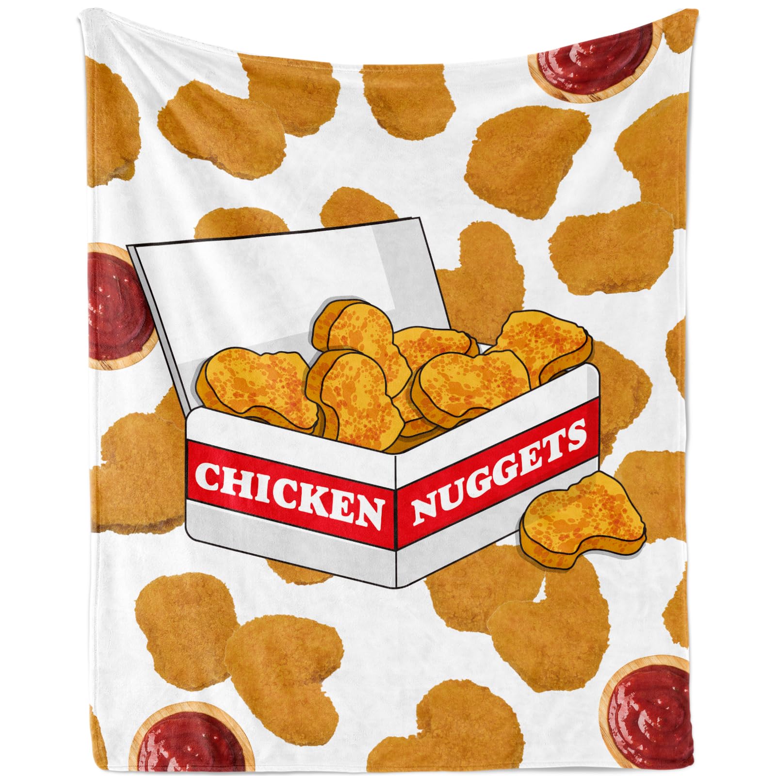 Chicken Nuggets Throw Blanket, Soft Cozy Chicken Nuggets Pattern Blanket Gifts for Chicken Nuggets Lovers, Lightweight Warm Fried Chicken Nuggets Food Print Blanket for Couch Sofa Bed, 50x60Inch