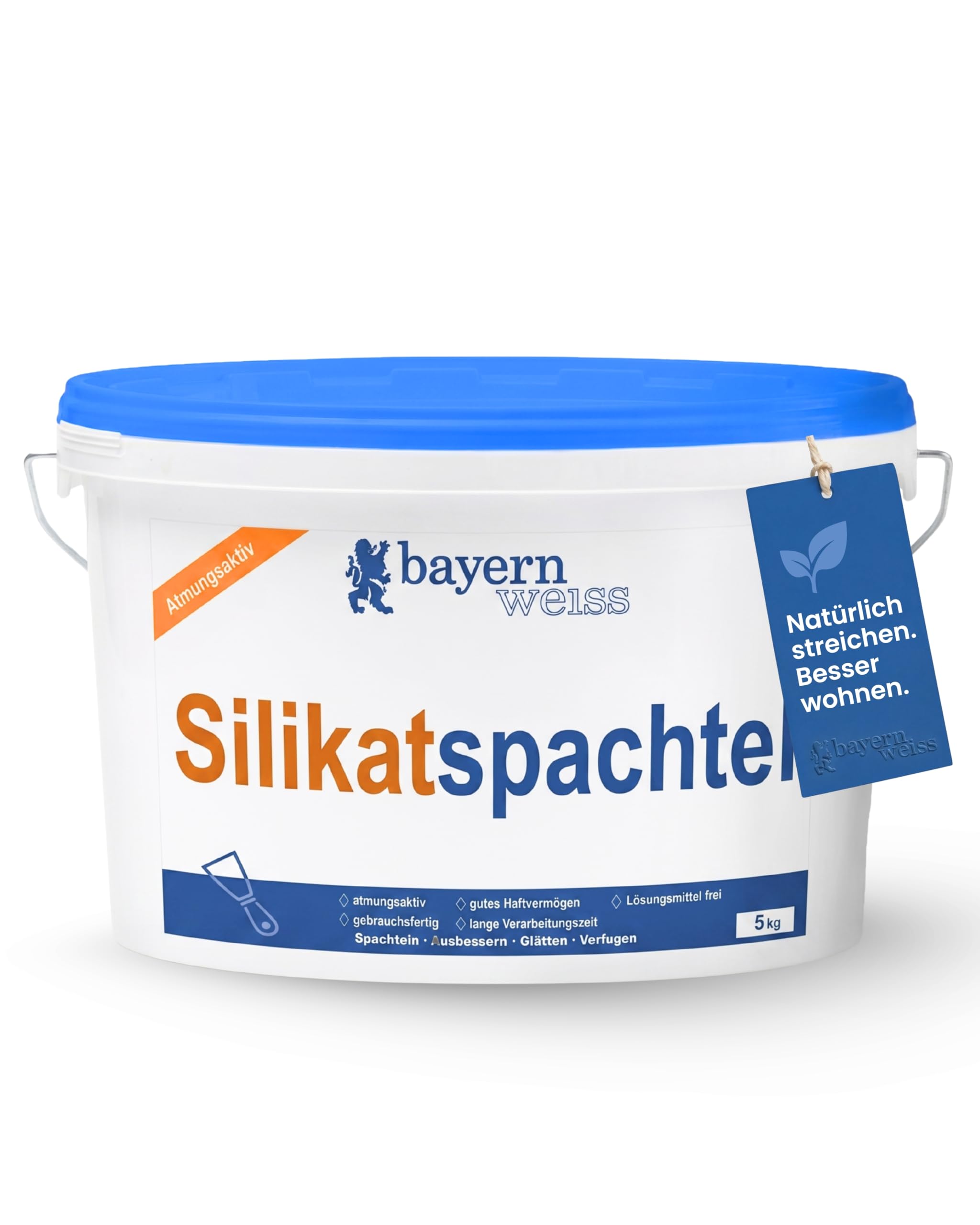 Bayernweiss Silikatspachtelmasse I 5 kg Fertigspachtelmasse I Atmungsaktive Spachtelmasse für Wand & Decke I Diffusionsoffen I Für Kalk-, Zement- & Betonuntergründe