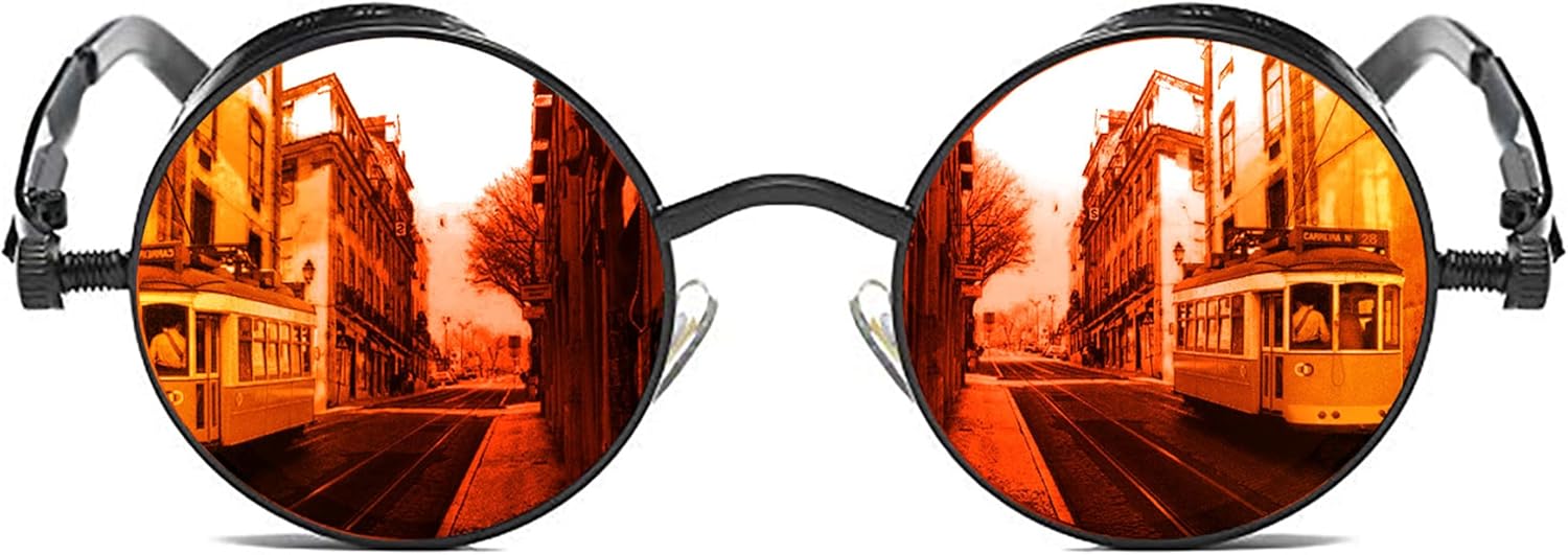 ROCKNIGHT Gothic Steampunk Round Polarized UV400 Protection Sunglasses Unisex Street Outdoor 48mm