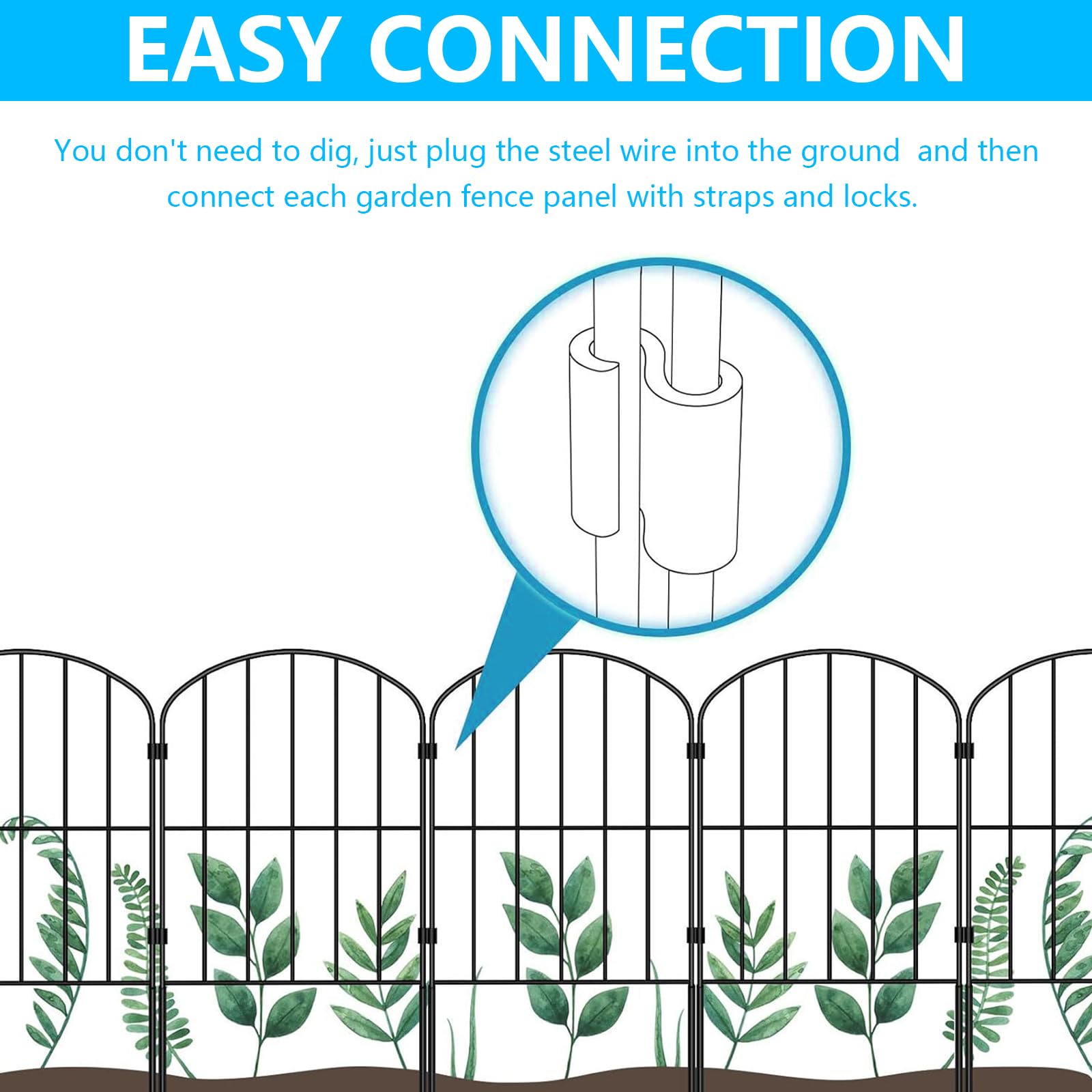 Valla De JardíN, 10 Unidades De Valla Para Perros Vallas De Estacas Arqueadas Vallas MetáLicas Decorativas Inoxidables Para Perros Y Conejos Patio Exterior 61x33 Cm Sin Necesidad De Excavar