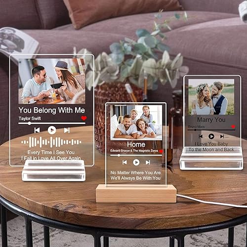 Miniatura 7 de Placa de música de canción acrílica personalizada, cubierta de álbum de fotos personalizable, código Spotfy escaneable, regalos de tablero de arte