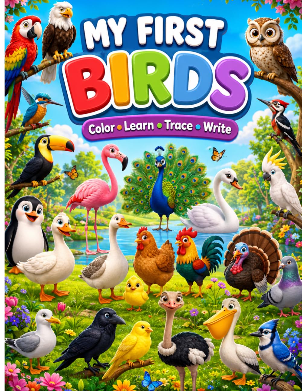 My first birds learn , color , trace and write: learn , color , trace and write