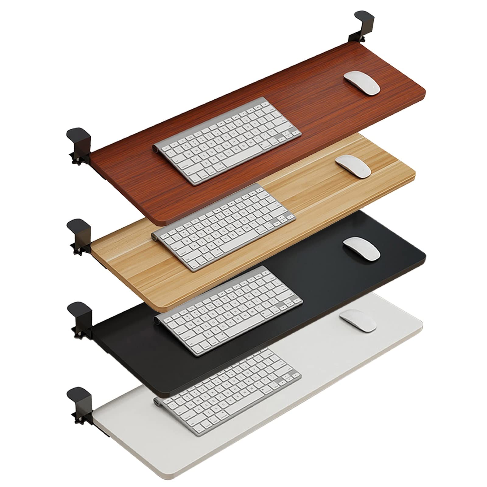 Vassoio per tastiera regolabile sotto la scrivania, cassetto estraibile ergonomico e portaoggetti per mouse, organizer da scrivania regolabile in altezza per una maggiore efficienza e comfort dello